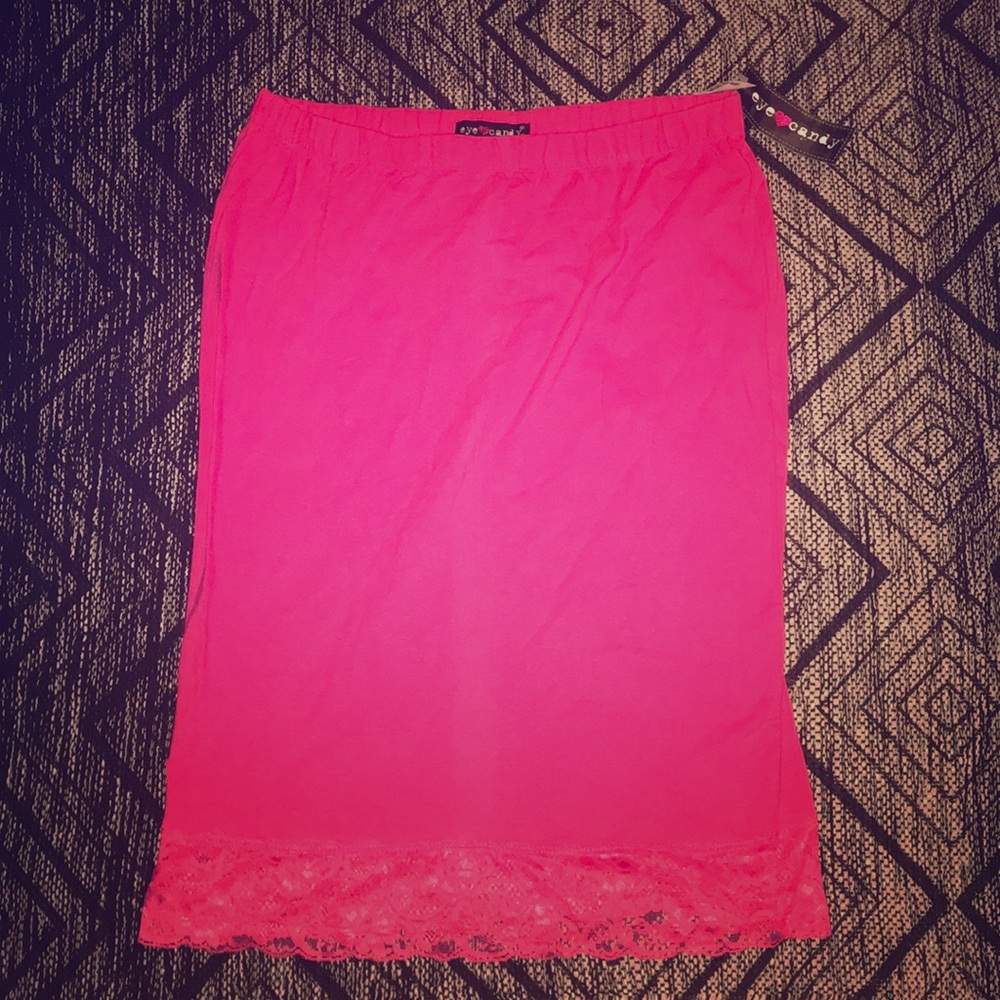 Eye Candy Body Con lace skirt in pink